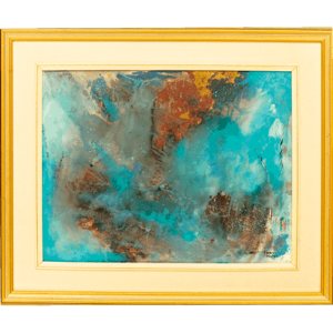Flanc de montagne aquarelle Liguori Vachon art non-figuratif nuage contraste
