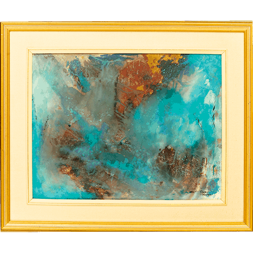 Flanc de montagne aquarelle Liguori Vachon art non-figuratif nuage contraste