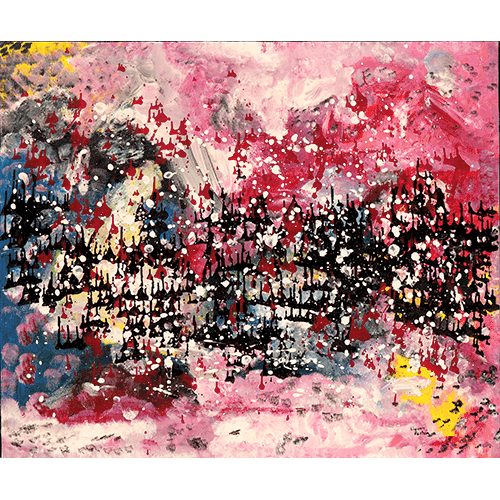 Feux artifice Liguori Vachon art non-figuratif explosion rouge couleur flamboyant impressionnant implosion