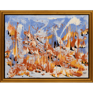 Automne Enneige Liguori Vachon art non-figuratif montagne douceur foret arbre neige froid