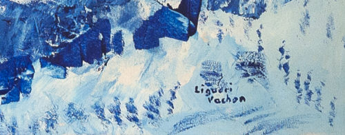 Liguori Vachon Neige sur le village Artiste peintre Art non figuratif