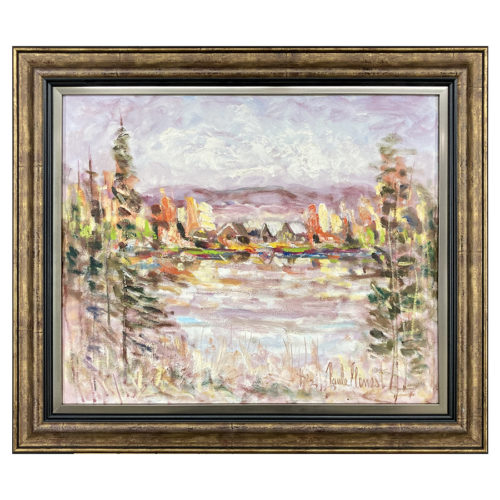 Paysage d'automne par Paule Genest artiste peintre quebecoise foret lac montagne