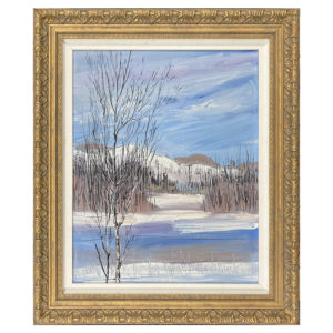 Petite riviere Paysage hiver par Paul Genest artiste peintre quebecois montagne riviere neige eau
