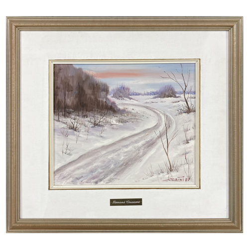 Pres de Lachute par Fernand Casavant artiste peintre quebecois paysage hiver neige route
