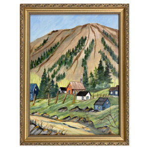 Paysage montagneux Louise Rousseau artiste peintre quebecoise montagne maison foret route