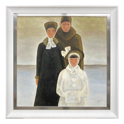 Clairy artiste peintre quebecois reproduction de Jean-Paul Lemieux famille homme femme enfant hiver