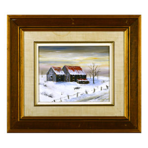 Paysage rural Royal Gallery hivernal ferme maison cloture neige rang