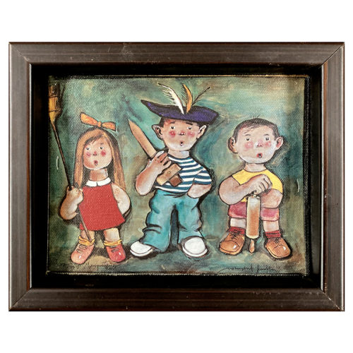 3 Mousquetaires par Normand Hudon artiste peintre enfants pirate jeune fille rouleau a pate epee