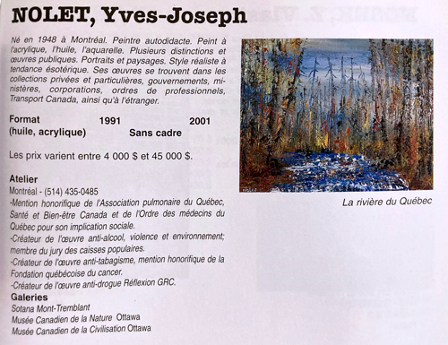 Yves-Joseph Nolet artiste peintre