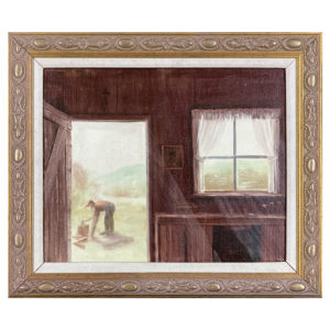Le bucheron Gaston Ricard artiste peintre Sherbrookois cabane ete porte fenetre cuisine