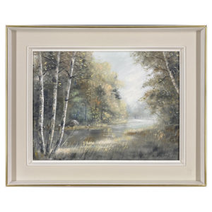 Regard sur la riviere Gaston Ricard artiste peintre Sherbrookois paysage forestier arbres