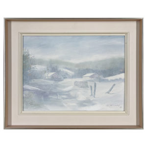 Paysage d'hiver par Gaston Ricard artiste peintre Sherbrookois