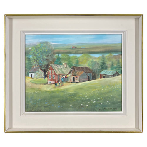 La riviere St-François Gaston Ricard artiste peintre Sherbrookois paysage rural estrien maison colline montagne ferme maison prairie