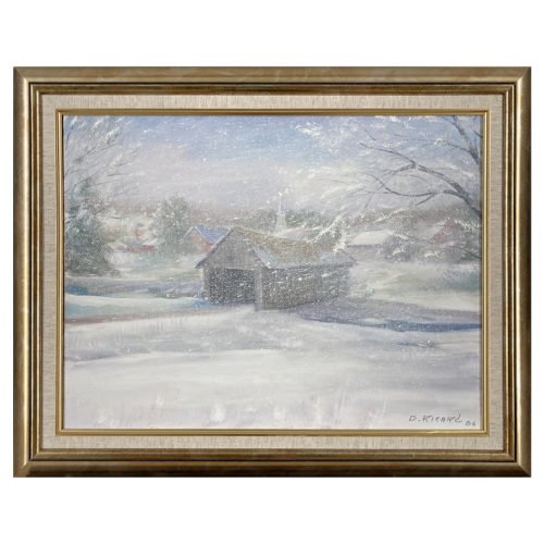 Poudrerie Gaston Ricard artiste peintre Sherbrookois hivers neige pont riviere maison