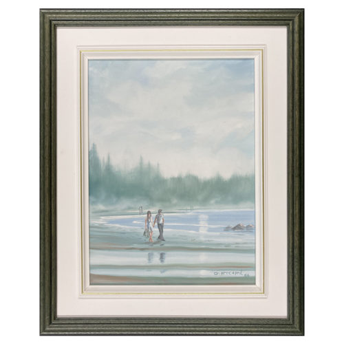 Promenade sur la plage Gaston Ricard artiste peintre Sherbrookois mer vague couple foret sable