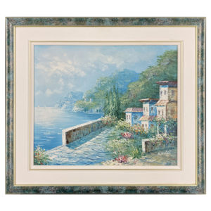 Paysage mediterraneen K. Wallis artiste peintre montagne mer villa promontoire