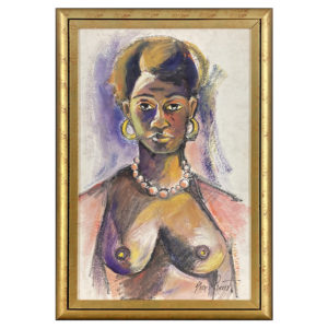 Buste femme Yvon Provost artiste peintre sein couleur collier boucle oreille portrait
