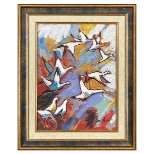 Envolee oies blanches Yvon Provost artiste peintre oiseau vol migration ciel nuage