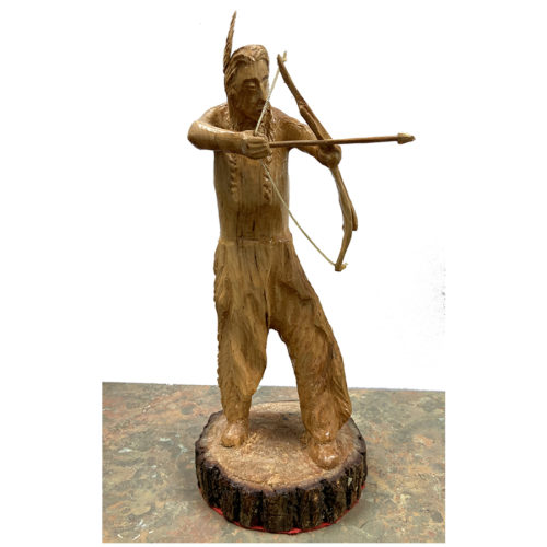 Archer indien - Sculpture sur bois par Pierre Vigneux Estrien