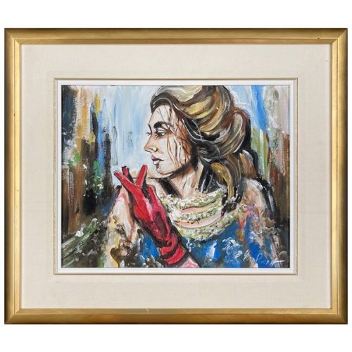 Madame Yvon Provost peintre portrait femme bijoux gant rouge chevelure aristocratie