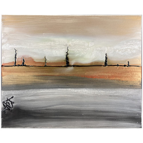 Desolation VeroniKaH artiste peintre plaine arbre feux montagne fumee nuage