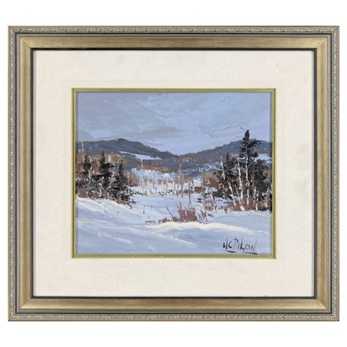 Paysage hivernal Pilon M. C. artiste peintre neige montagne foret