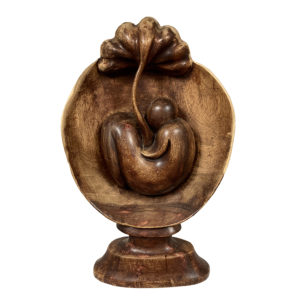 Fetus Artiste inconnu Sculpture sur bois matrice utérus femme mere enfant