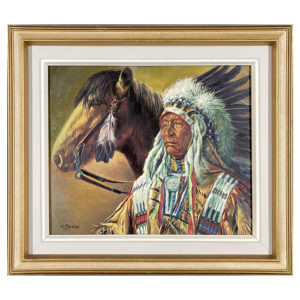 Indien et son cheval R. Peltier artiste peintre chef