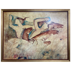 La course Denise Lapierre artiste peintre cheval homme prehistoire fresque murale poussiere cavalier