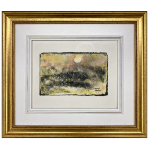 Fumee soleil couchant Liguori Vachon art non-figuratif aquarelle encre nuage noir brunante