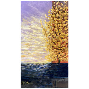 Harmonie Micheline Gelinas peintre paysage automne mer eau arbre feuille soleil bleu