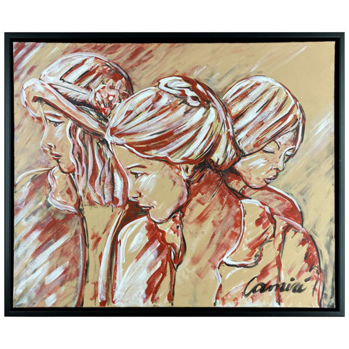 3 femmes Camire artiste peintre portrait duotone mimique temperament physionomie