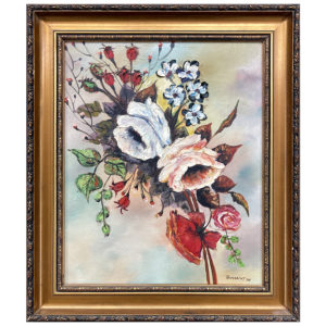 Toussaint artiste peintre québécois - nature morte bouquet de fleurs