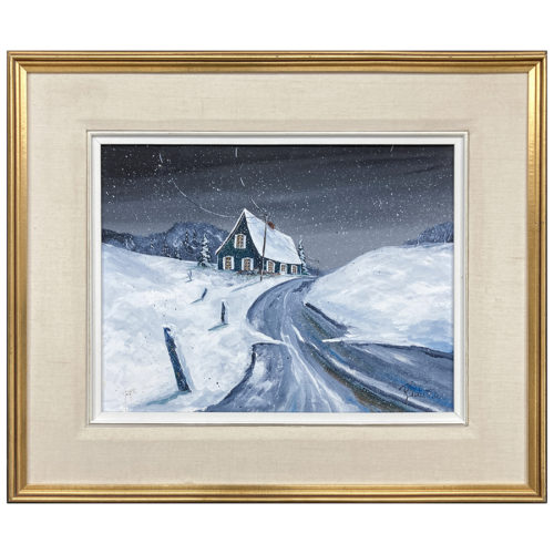 Maison isolee hiver Renald Gauthier peintre campagne neige cloture duotone glace vallon montagne