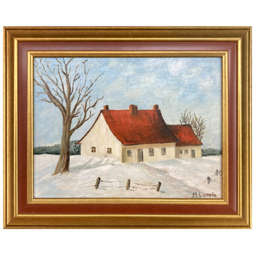 Maison ancestrale M Lavoie artiste peintre quebecoise hiver neige arbre paysage hivernal