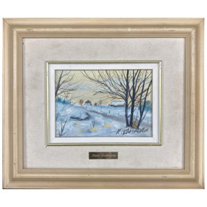 Ferme de st-Camille Estrie Rene Guillemette artiste peintre quebecois hiver arbres maison