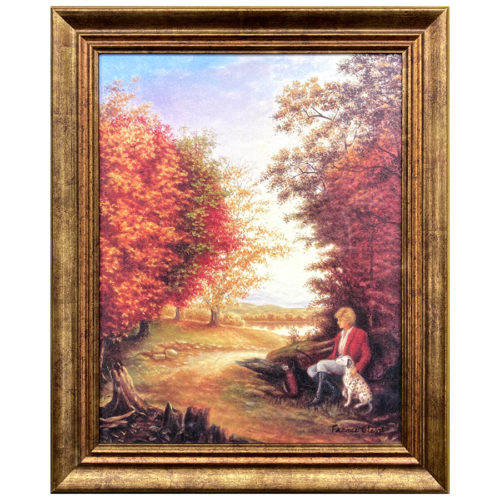 France Clavet artiste peintre quebecoise Diane chasseresse paysage femme chien automne