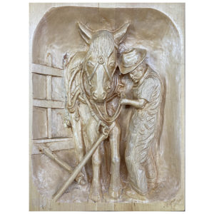 Agriculteur  - Sculpture sur bois par Pierre Vigneux Estrien