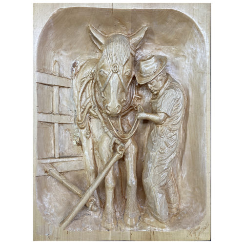 Agriculteur  - Sculpture sur bois par Pierre Vigneux Estrien
