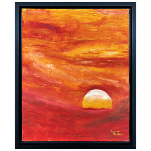 Soleil de feu Liguori Vachon peintre Art non figuratif couche rouge nuage vent