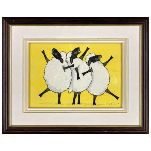 3 moutons rigolos par Linda Robichaud artiste peintre québécoise
