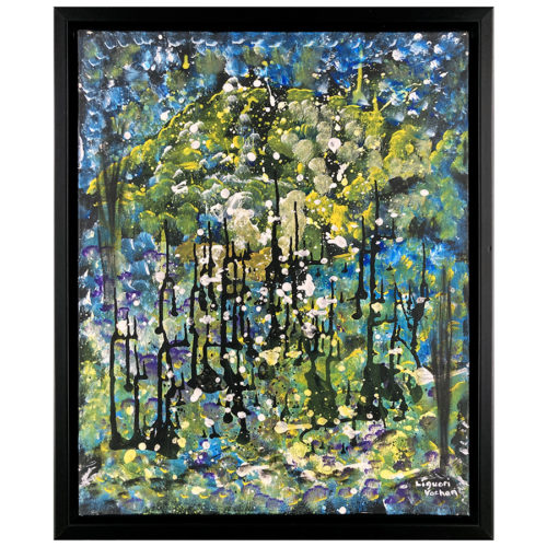 Neige sur la forêt par Liguori Vachon artiste peintre Art non figuratif