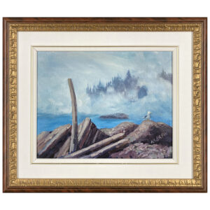 Tracadie N.B par Albert V. Breau artiste peintre paysagiste marin cote goelan bois berge