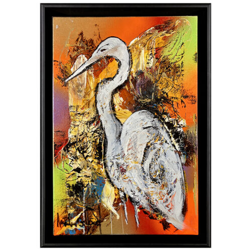 Heron Markus Billard peintre oiseau magestueux fier aurore couleur