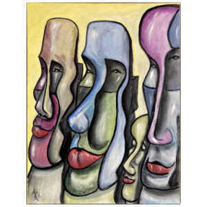 gilles chagnon peintre quebecois tetes de moai couleur pop art forme visage couleurs intenses