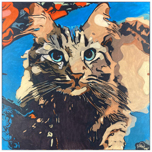 gilles chagnon peintre quebecois huile chat couleur pop art regard felin